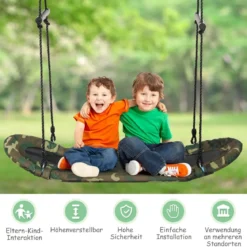 Nestschaukel Kinder Baumschaukel mit 100-160cm verstellbaren Seil Hängeschaukel 150kg Tragkraft 123x45cm