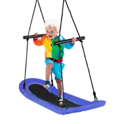 Nestschaukel Kinder Baumschaukel mit 100-160cm verstellbaren Seil Hängeschaukel Blau 123x45cm
