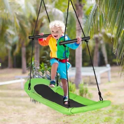 Nestschaukel Kinder Baumschaukel mit 100-180cm verstellbaren Seil Hängeschaukel Grün 123x45cm