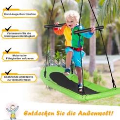 Nestschaukel Kinder Baumschaukel mit 100-180cm verstellbaren Seil Hängeschaukel Grün 123x45cm