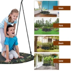 Nestschaukel Kinderschaukel Baumschaukel Rundschaukel 100-160cm Seil Tarngrün