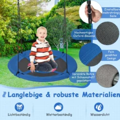 Nestschaukel Kinderschaukel Baumschaukel Hängeschaukel Ø 100 cm Blau-Rakete