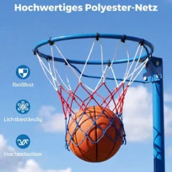 Netball-Torpfosten Freistehender Basketballkorb mit Höhenverstellbarem Pfosten von 105-255 cm