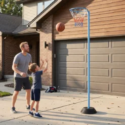 Netball-Torpfosten Freistehender Basketballkorb mit Höhenverstellbarem Pfosten von 105-255 cm