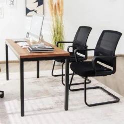 Netz Bürostuhl mit Rückenlehne bis 136kg belastbar 60 x 54,5 x 94 cm Schwarz