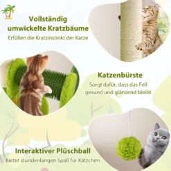 Niedlicher Kletterbaum für Hauskatzen kleiner Katzenbaum mit künstlichen Blättern Höhle Plattform Grün