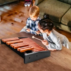 25 Noten Glockenspiel Xylophon Holz mit Schlägel Tragetasche Percussion Geeignet Braun+ Schwarz