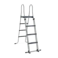 Oberirdische Poolleiter in A Rahmen mit Abnehmbaren Stufen für 122 cm Wandhöhe Silber