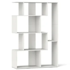Offene geometrische Bücherregal 6-Würfel großes Bücherregal mit Kippsicherungen Bodenorganizer Display Regal Weiß