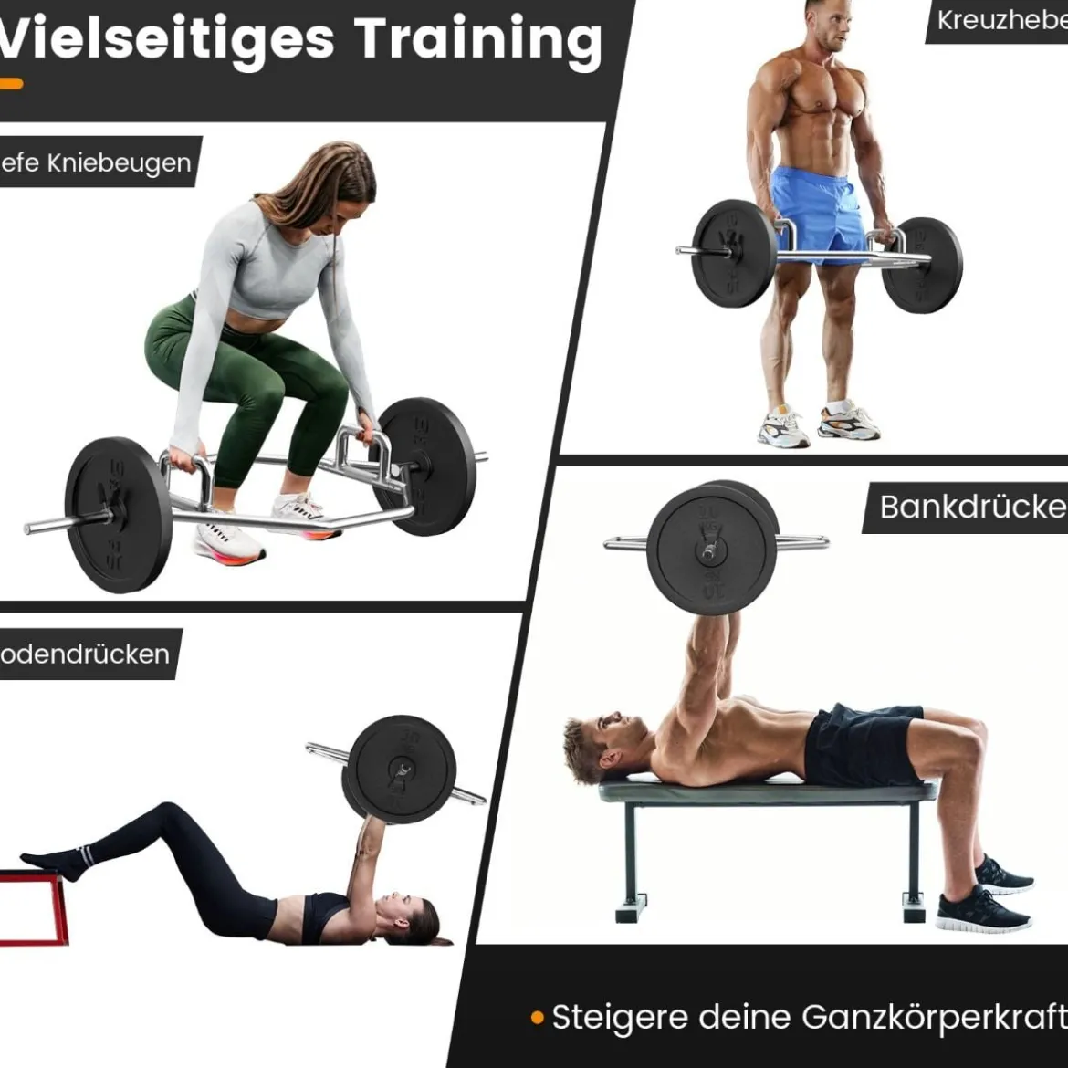 Olympische Sechskant-Fangstange robuste Langhantel-Fangstange mit Flachen bis 226 kg Belastbar