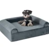 Orthopädisches Hundebett für Arthritis & ältere Hunde Haustierbett mit Kopfstütze abnehmbarer waschbarer Bezug Grau