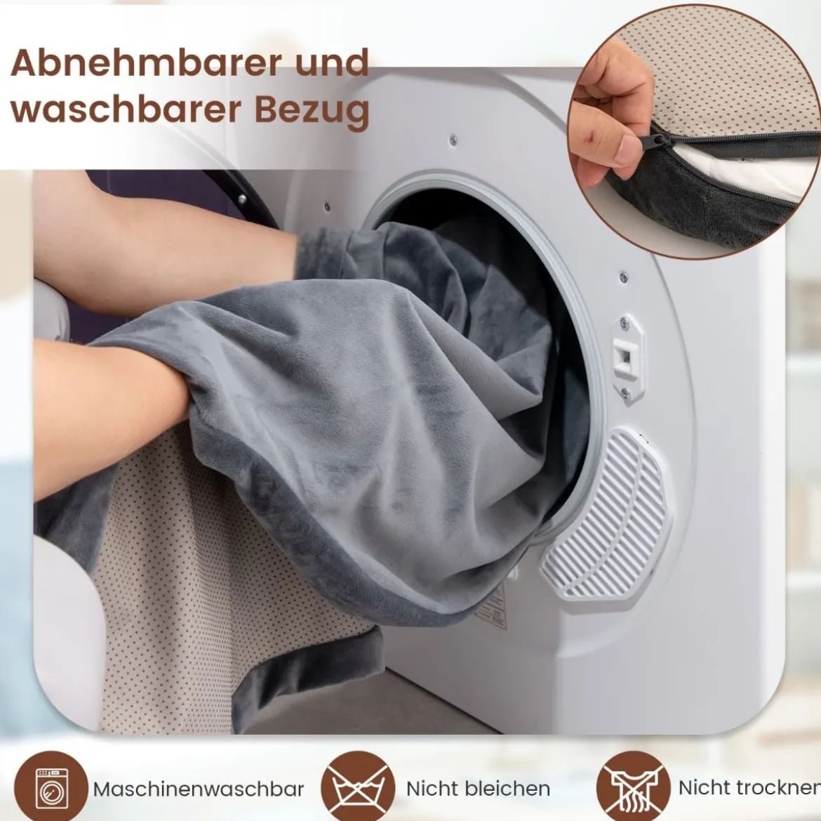 Orthopädisches Hundebett für große Hunde mit Memory-Schaum-Unterstützung & abnehmbarem Bezug Grau