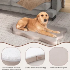 Orthopädisches Hundebett für große Hunde mit Memory-Schaum-Unterstützung & abnehmbarem Bezug Beige