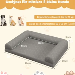 Orthopädisches Hundebett für mittelgroße Hunde Hundecouch mit eierförmiger Kistenschaum Beige/Grau