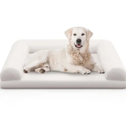 Orthopädisches Hundebett für mittelgroße Hunde Hundecouch mit eierförmiger Kistenschaum Beige/Grau