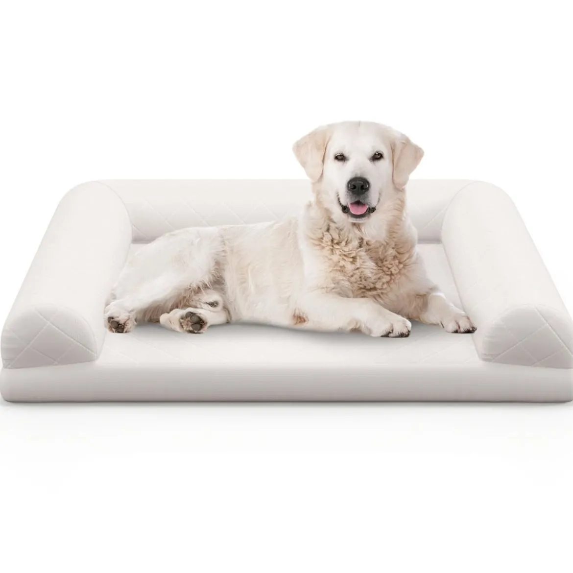 Orthopädisches Hundebett für mittelgroße Hunde Hundecouch mit eierförmiger Kistenschaum Beige/Grau