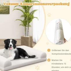 Orthopädisches Hundebett für mittelgroße Hunde Hundecouch mit eierförmiger Kistenschaum Beige/Grau