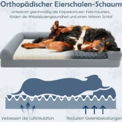 Orthopädisches Hundebett groß Hundesofa mit Hundekissen Hundecouch für große & Mittelgroße Hunde Grau