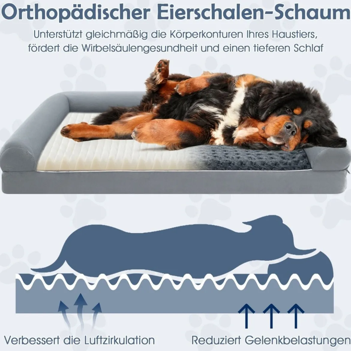 Orthopädisches Hundebett groß Hundesofa mit Hundekissen Hundecouch für große & Mittelgroße Hunde Grau