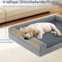 Orthopädisches Hundebett groß Hundesofa mit Hundekissen Hundecouch für große & Mittelgroße Hunde Grau