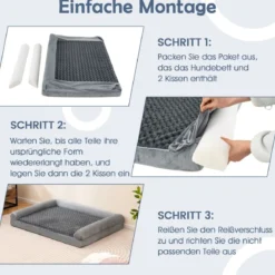 Orthopädisches Hundebett groß Hundesofa mit Hundekissen Hundecouch für große & Mittelgroße Hunde Grau