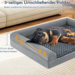 Orthopädisches Hundebett groß Hundesofa mit Hundekissen Hundecouch für große & Mittelgroße Hunde Grau