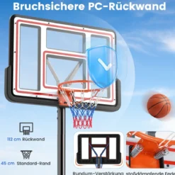 Outdoor Basketballkorb mit Ständer & Handkurbel & Gewichtssack & 2 Netzen Basketballständer
