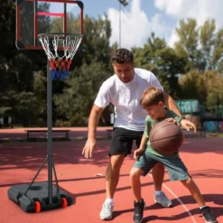 Outdoor Basketballkorb mit Ständer 155-210cm Höhenverstellbarer Basketballständer Schwarz