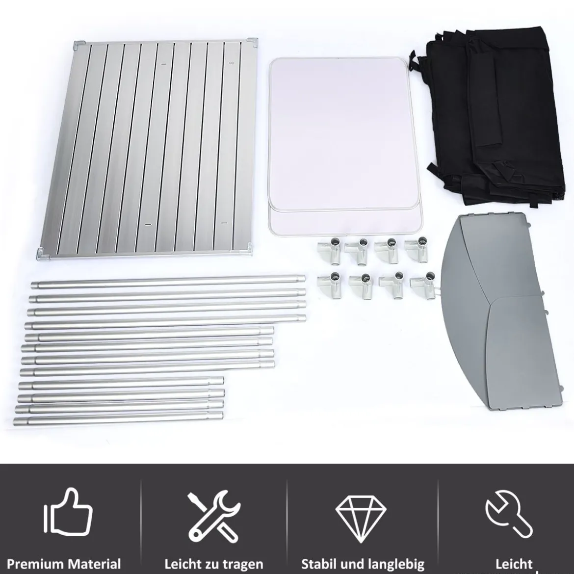 Outdoor Camping Kochtisch Campingküche mit 2 Fächern Kochstation BBQ Tisch tragbar Alu