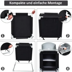 Outdoor Camping Kochtisch Campingküche mit 2 Fächern Kochstation BBQ Tisch tragbar Alu