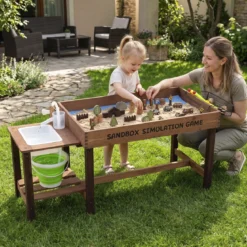 Outdoor Matschküche für Kinder Sandtisch mit Wasserpumpe Eimer Zubehör & Sandschaufeln