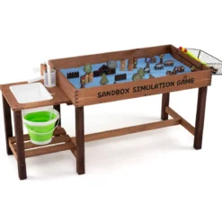 Outdoor Matschküche für Kinder Sandtisch mit Wasserpumpe Eimer Zubehör & Sandschaufeln