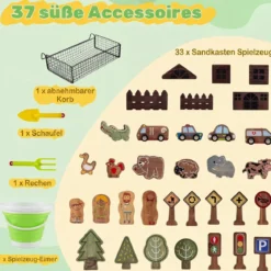Outdoor Matschküche für Kinder Sandtisch mit Wasserpumpe Eimer Zubehör & Sandschaufeln