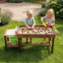 Outdoor Matschküche für Kinder Sandtisch mit Wasserpumpe Eimer Zubehör & Sandschaufeln