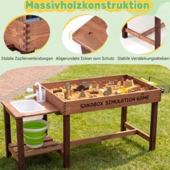 Outdoor Matschküche für Kinder Sandtisch mit Wasserpumpe Eimer Zubehör & Sandschaufeln