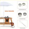 Outdoor-Spielzeugtrolley für Kinder Holzspielzeugwagen mit Sonnenschirm Natur