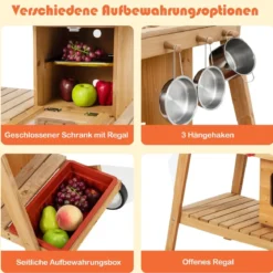 Outdoor-Spielzeugtrolley für Kinder Holzspielzeugwagen mit Sonnenschirm Natur