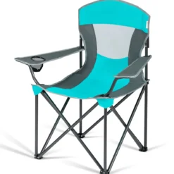 Outdoor-Stuhl mit Sonnenschirm Robuster Campingstuhl mit Sonnendach 90 x 72 x 150 cm Türkis