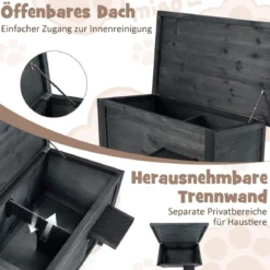 Outdoor Winterfestes Katzenhaus mit Schaumisolierung & Aufklappbarem Asphaltdach & Fluchttür