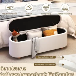 Ovaler Aufbewahrungsbank mit Klappdecke Gepolsterter Ottoman-Hocker Sitzbank 139cm lang