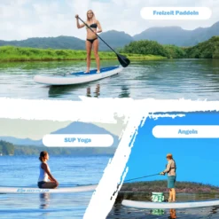 Paddleboard Set Aufblasbares Paddlebrett Surfboard Blau 305 x 76 x 15 cm