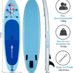 Paddleboard Set Aufblasbares Paddlebrett Surfboard Blau 305 x 76 x 15 cm