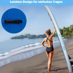 Paddleboard Set Aufblasbares Paddlebrett Surfboard Blau 305 x 76 x 15 cm