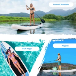 Paddlebrett Aufblasbares Stand Up Surfboard Set Blau und Weiß 305 x 76 x 15 cm