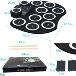 9 Pads E-Drum mit LEDs & Bluetooth inkl. Pedale und Drumsticksfür Kinder und Anfänger