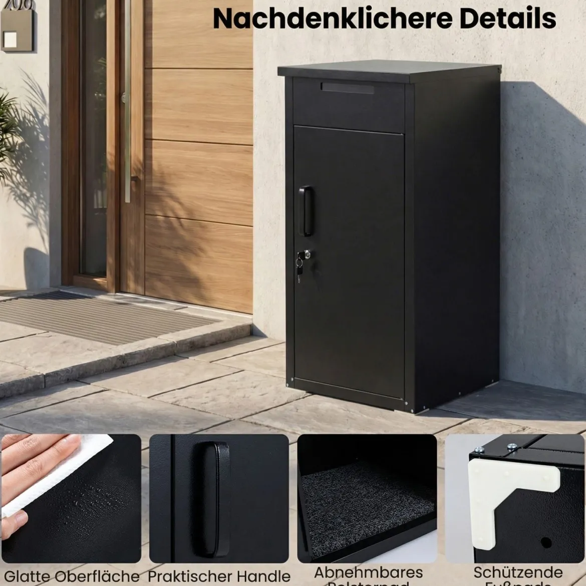 Paketbox mit Paketfach aus Verzinktem Stahl Paketbriefkasten inkl. 2 Schlüssel Briefkasten