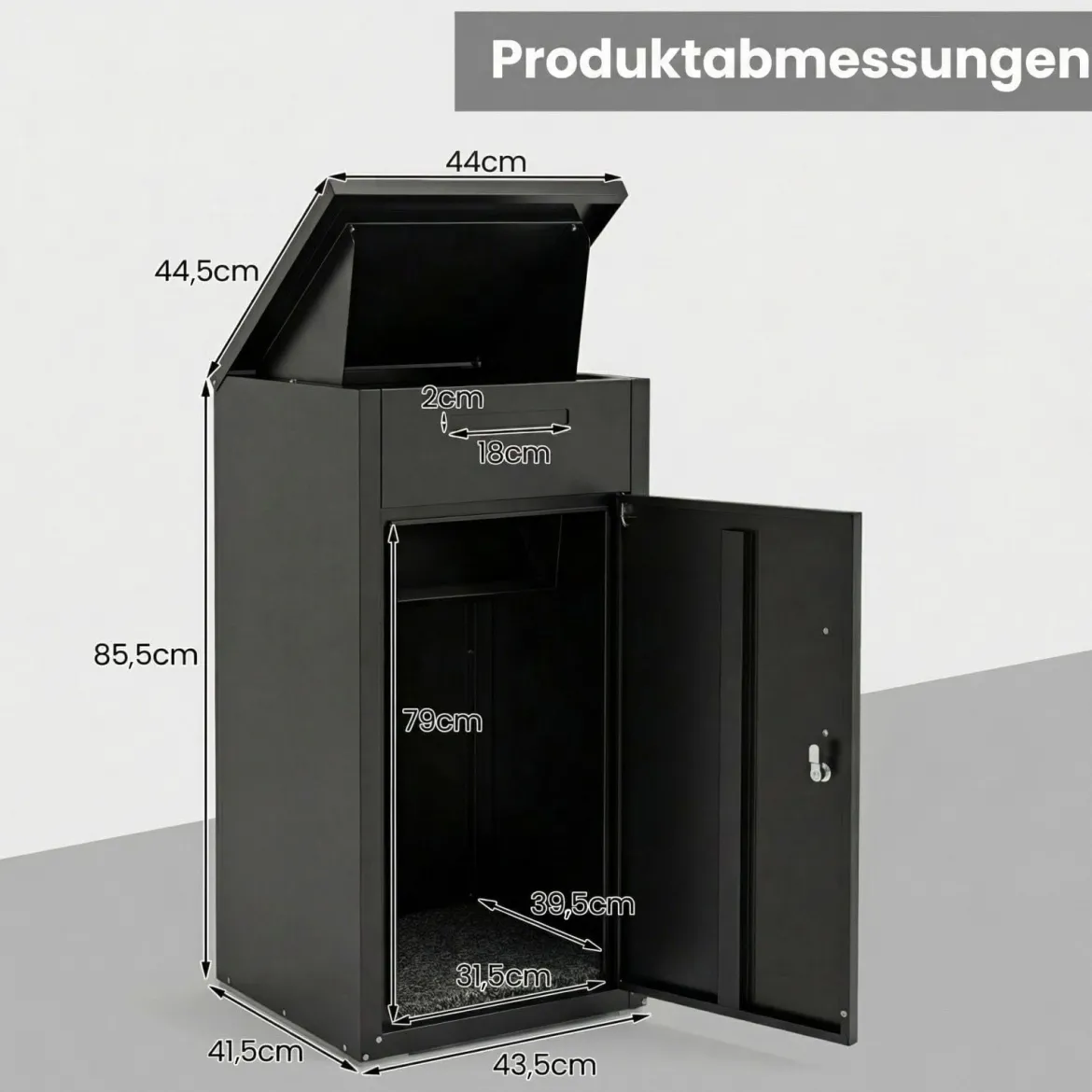 Paketbox mit Paketfach aus Verzinktem Stahl Paketbriefkasten inkl. 2 Schlüssel Briefkasten