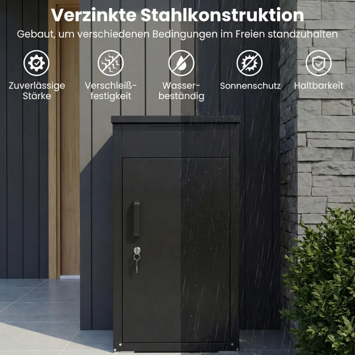 Paketbox mit Paketfach aus Verzinktem Stahl Paketbriefkasten inkl. 2 Schlüssel Briefkasten