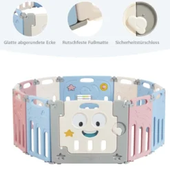 12 Paneele Laufgitter Baby Laufstall Absperrgitter Krabbelgitter