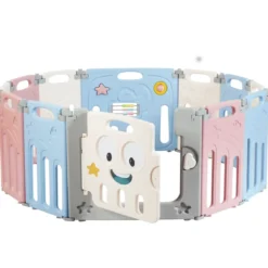 12 Paneele Laufgitter Baby Laufstall Absperrgitter Krabbelgitter